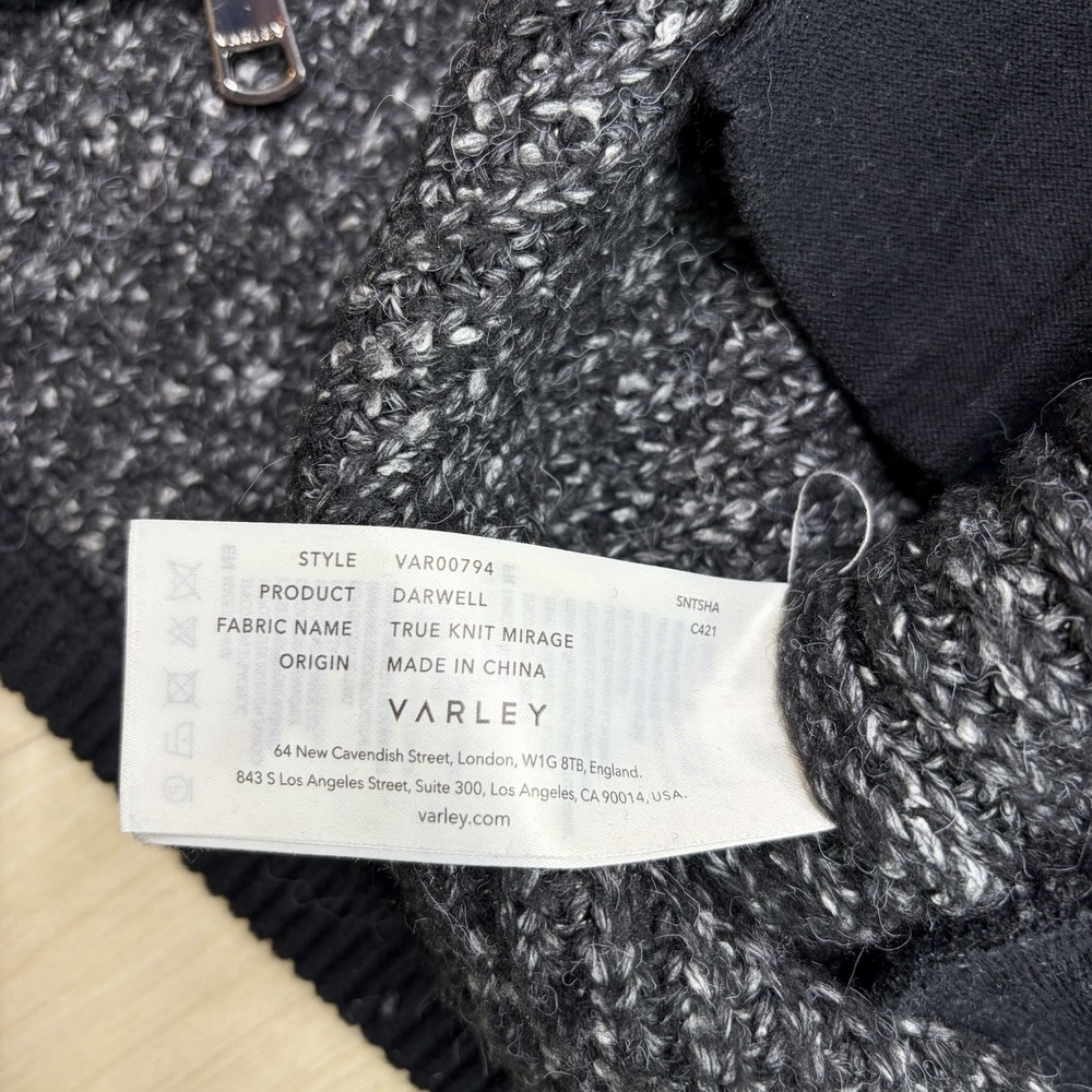 Varley Darwell Mock Neck Black Marled True Knit Mirage Wool Blend Sweater Zip XS - Picture 10 of 13